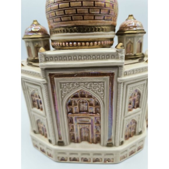 Vintage Fitz and Floyd Taj Mahal Ceramic Teapot With Golden Lid and Handles - Picture 2 of 7